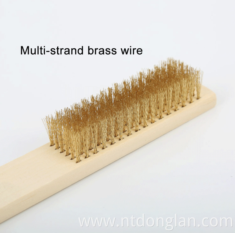 OEM 4 by 16 Rows of strong Steel bristles small wire brush wood handle scratching brush